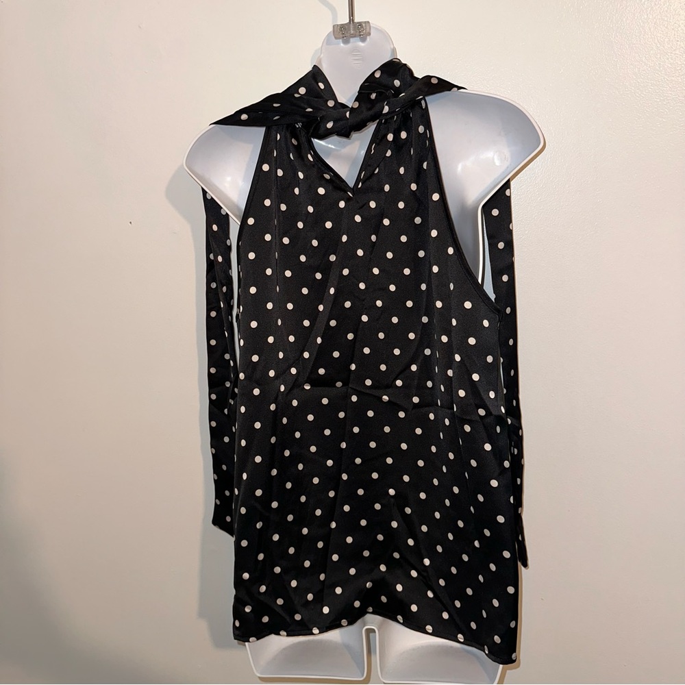 Joie Women’s Black top with white polka dots size Large 🆕 - Picture 7 of 15